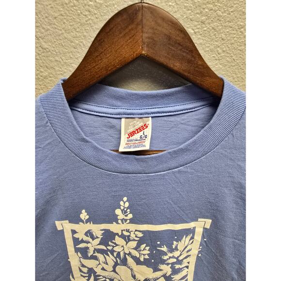 Vintage North Dakota Shirt Test Print Tee Blue Large Floral Graphic - Picture 3 of 8